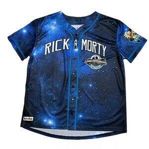 Rick And Morty Men's Baseball Jersey Sz 3XL Milky Way Short Sleeve Blue NWOT